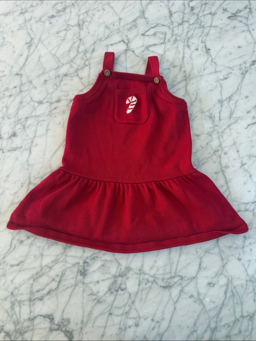 Knit Christmas Candy Cane Dress Sz 24 Mo